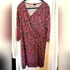 Talbots Woman 2x  Black, pinks, and white Floral Dress